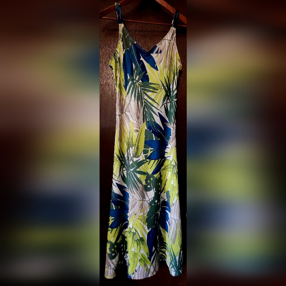 Lands' End Tropical Print Satin Dress